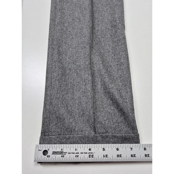 Rota Pantaloni Pants Mens 31x29 Gray Wool Flannel Flat Front Cuffed Italy 46